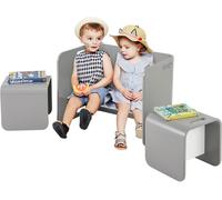 CostwayTable Enfant avec Chaises Design Moderne en Bois d' Bouleau pour Manger Etudier et Jouer Gris