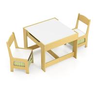 CostwayTable Enfant Tableau Amovible à 2 Faces et 2 Boîtes avec Chaise Bureau Enfant avec Rangement Taille Compacte pour Chambre Enfant École Vert