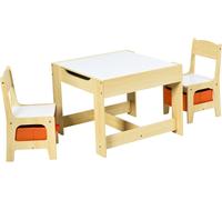 Ensemble Table Et 2 Chaises Pour Enfants - Costway - Double Face - Boîtes De Rangement - Chêne Claire - Mixte Multicolore