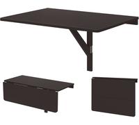 CostwayTable Murale Rabattable Table Murale de Cuisine Pliante Bureau Mural Pliant en Bois de Pin Mdf Métal 80x60x45cm Café