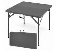 CostwayTable Pliable Portable Carrée 86cm pour Camping Table Pique-Nique Pliante Intérieure Extérieure avec Poignée de Transport Charge 180kg Gris