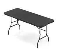 CostwayTable Pliante 6 Personnes en HDPE Table Pique-Nique avec Poignée de Transport Salon Pliable Résiste aux Intempéries Charge 100kg Noir