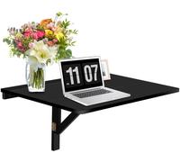 CostwayTable Rabattable Murale Plateaux Pliable 80×60cm (L x l)-Meuble Foyers pour Etudiants Appartements Cuisine Noir