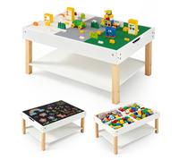 CostwayTable Sensorielle Espace de Rangement Table Double Face avec Rangement pour Enfants Poignée Tableau Apprentissage Sensoriel Blanc