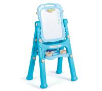 CostwayTableau Enfant Double Face 4 en 1 avec Hauteur Réglable Pivotant à 360° avec Tableau Noir Magnétique & Blanc 22 Accessoires pour 3+ Ans Vert