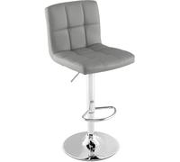 CostwayTabouret de Bar en Cuir Pu Hauteur Réglable Siège Pivotant à 360° Repose-pieds Base en Métal Antidérapant Gris