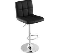 CostwayTabouret de Bar en Cuir Pu Hauteur Réglable Siège Pivotant à 360° Repose-pieds Base en Métal Antidérapant Noir
