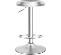 CostwayTabouret de Bar Rond et Pivotant avec Repose-pieds Hauteur Réglable Base Non Marquante Tabouret à Hauteur de Comptoir Argent
