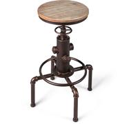 CostwayTabouret de Bar Style Industriel Vintage Hauteur Réglable 60-75cm avec Repose-Pied et Siège Rond à 360° Charge Max 150 KG Café