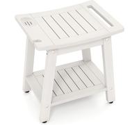 CostwayTabouret de Douche avec Poignée Banc pour s Asseoir dans la Douche Support pour Pommeau de Douche et Porte-Savon Etanche Blanc