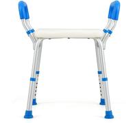 CostwayTabouret de Douche Siège de Douche Hauteur Réglable 36-49 cm Accoudoirs Ergonomique Amovibles Pieds en Caoutchouc Antidérapants Bleu