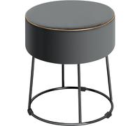 CostwayTabouret Rond Repose-pieds en Velours Ottoman de Coiffeuse Moderne avec Base en Métal Siège Rembourré Epais Gris