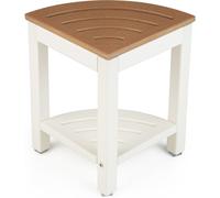 CostwayTabouret Salle de Bain 2 Niveaux avec Étagère de Rangement pour Enfants et Adultes Charge Max 150kg 32,5x32,5x43,5cm Café