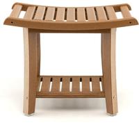 CostwayTabouret Salle de Bain 2 Niveaux en PEHD Étanche Banc de Douche Antidérapants Siège Incurvé Charge 150kg 60,5x34x48cm Café