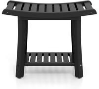 CostwayTabouret Salle de Bain 2 Niveaux en PEHD Étanche Banc de Douche Antidérapants Siège Incurvé Charge 150kg 60,5x34x48cm Noir