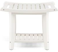 CostwayTabouret Salle de Bain 2 Niveaux en PEHD Étanche Banc de Douche Antidérapants Siège Incurvé pour Enfants et Adultes Charge Max 150kg 60,5x34x48cm