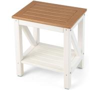 CostwayTabouret Salle de Bain à 2 Niveaux Imperméable Petit Tabouret de Douche Antidérapant avec Étagère Rangement Chaise pour Enfants Brun
