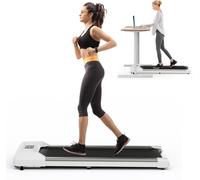 CostwayTapis de Course Mince Tapis de Jogging avec Capacité de 120 Kg Télécommande et Écran Led Inclinable à Roulettes Tapis de Course à Glisser Gris