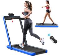 CostwayTapis de Course Pliable 0,75HP Double Affichage LED APP et Télécommande Vitesse Motorisé 12 km/h Surface 40x100cm Bleu