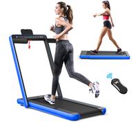 CostwayTapis de Course Pliable 0,75HP Double Affichage LED APP et Télécommande Vitesse Motorisé 12 km/h Surface 40x100cm Bleu