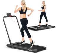 CostwayTapis de Course Pliable 2 en 1 Tapis Roulant Électrique Motorisé 1-12 KM/H avec Télécommande Écran LED Noir