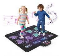 CostwayTapis de Danse Interactif Enfant 4 Modes 90x102 cm Jouet Musical Pliable avec Lumières LED 8 Chansons 7 Volume Réglable pour 3+ Ans