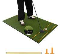 CostwayTapis de Frappe de Golf 152 x 117 cm Épaisseur 19mm Tapis d'Entraînement de Golf avec 2 Positions de Tee et 2 Bâtons d'Alignement 6 Trous de Tee Pré-percés