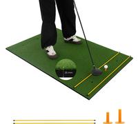 CostwayTapis de Frappe de Golf 152 x 92 cm, Tapis d'Entraînement de Golf avec 2 Positions de Tee et 2 Bâtons d'Alignement 6 Trous de Tee Pré-percés