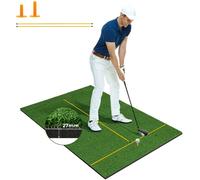 CostwayTapis de Frappe de Golf 152 x 92 cm Tapis d'Entraînement de Golf avec 2 Tees de Golf et 2 Bâtons d'Alignement 6 Trous de Tee Pré-percés
