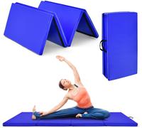 CostwayTapis de gymnastique pliable Tapis portable pour Fitness Yoga Sport Exercice en EPE et PU 240x120x5cm Bleu