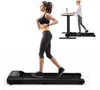 CostwayTapis dee Course Mince Tapis De Jogging avec Capacité de 120 Kg Télécommande et Écran Led Inclinable à Roulettes Tapis de Course à Glisser Noir