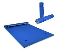 Costway Tapis Flottant En Mousse Xpe 270x180cm 3 Couches Avec Attache Elastique De 3,5m Capacité Portante 300kg Pour Piscine Bleu Multicolore