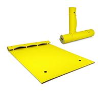 CostwayTapis Flottant d?Eau en Mousse XPE Résistant aux Déchirures Matelas Flottant avec Oreiller Roulant & Cordon Élastique Coussin Flottant Jaune