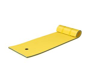 CostwayTapis Flottant en Mousse XPE 3 Couches Sangles Attache Elastique de 150 cm Capacité 60 kg 210x66x3,5cm Jaune + Bleu