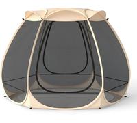 CostwayTente à Moustiquaire Pop-Up Pour 4-6 Personnes 310x270CM Tente De Camping Extérieure Pliable Avec Moustiquaire Sur Tous Les Côtés Beige