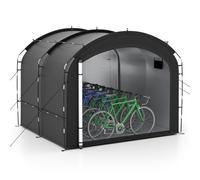CostwayTente Abri de Rangement pour Vélos Housse avec Tissu Argenté Imperméable Portes Zippées Doubles Sac de Transport Capacité 8 Vélos Noir