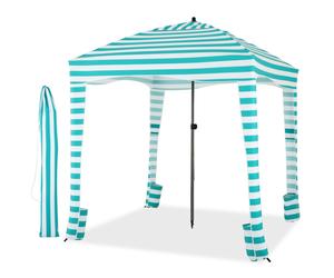 CostwayTente Cabane de Plage Pliable Auvent de Plage Portable avec Sac de Transport Paroi Latérale Amovible 8 Sacs de Sable Vert