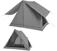 CostwayTente de Camping Escamotable pour 2-3 Personnes Tente Imperméable Transparente Unidirectionnelle à 360° avec Coupe-vent 225x145x161cm Gris