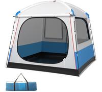 CostwayTente de Camping pour 5 Personnes Tente Dôme Étanche avec Porte et Fenêtres en Maille Sac de Transport 248x248x230cm Bleu + Blanc