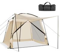 CostwayTente de Camping pour 8-10 Personnes Tente Dôme avec Vestibule et Moustiquaire Porte Zippée Tente Portable avec Sac de Transport 300x300x250cm Beige