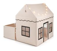 CostwayTente de Jeu Intérieure pour Enfants Maison d'Enfant avec Fenêtre Coin Câlin Décoration de Chambre d'Enfant pour 3+ Ans Beige