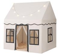 CostwayTente de Jeux avec Guirlandes Lumineuses Étoiles Cabane Enfant Interieure avec Tapis Antidérapant pour 3-4 Enfants de 3-10 Ans Beige