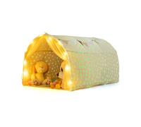 CostwayTente de Lit Espace Privé Magique pour Lits Superposés Simples avec Étoiles Phosphorescentes Rideaux en Filet pour 3+ Ans Beige