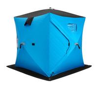 CostwayTente de Pêche sur Glace Isolée Abri de Pêche Portable Pop-Up pour 2 Personnes avec Fenêtres Porte Zippée Aérations Bleu