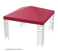 CostwayToile de tonnelle 300 cm x 300 cm Toile d'ombrage à 2 niveaux, en Polyester Attaches Auto-agrippantes Vin rouge