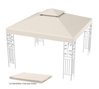 CostwayToile Supérieure 3m x 3m pour Tonnelle à 2 Niveaux Toile de Gazebo Boucles en Aluminium en Polyester Beige