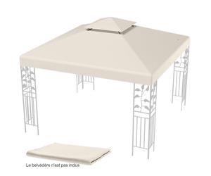 CostwayToile Supérieure 3m x 3m pour Tonnelle à 2 Niveaux Toile de Gazebo Boucles en Aluminium en Polyester Beige