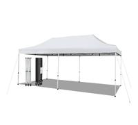 CostwayTonnelle de Jardin Barnum Instantanée 3x6x3m Portable Imperméable SFP +50 avec Roues et Sac 3 Hauteurs Réglable 20 Personnes