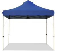 CostwayTonnelle de Jardin Escamotable Pliable 3x3M Tente de Fête Imperméable Protection Solaire 3 Hauteurs 305/320/335 cm avec Sac de Rangement Bleu