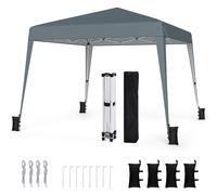 CostwayTonnelle de Jardin Exterieur 3 x 3 M Tente de Réception Pliante Imperméable avec Sac de Transport Piquets Pergola Jardin Gris
